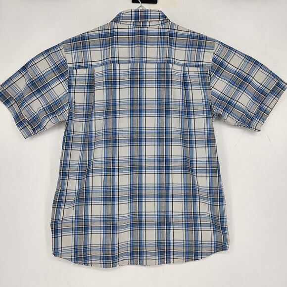 The North Face Shirt Mens Small Snap Button Plaid Blue White Short Sleeve S - Picture 3 of 9